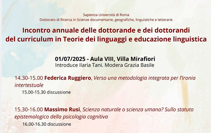 Incontro dottorandi Teorie dei linguaggi e educazione linguistica